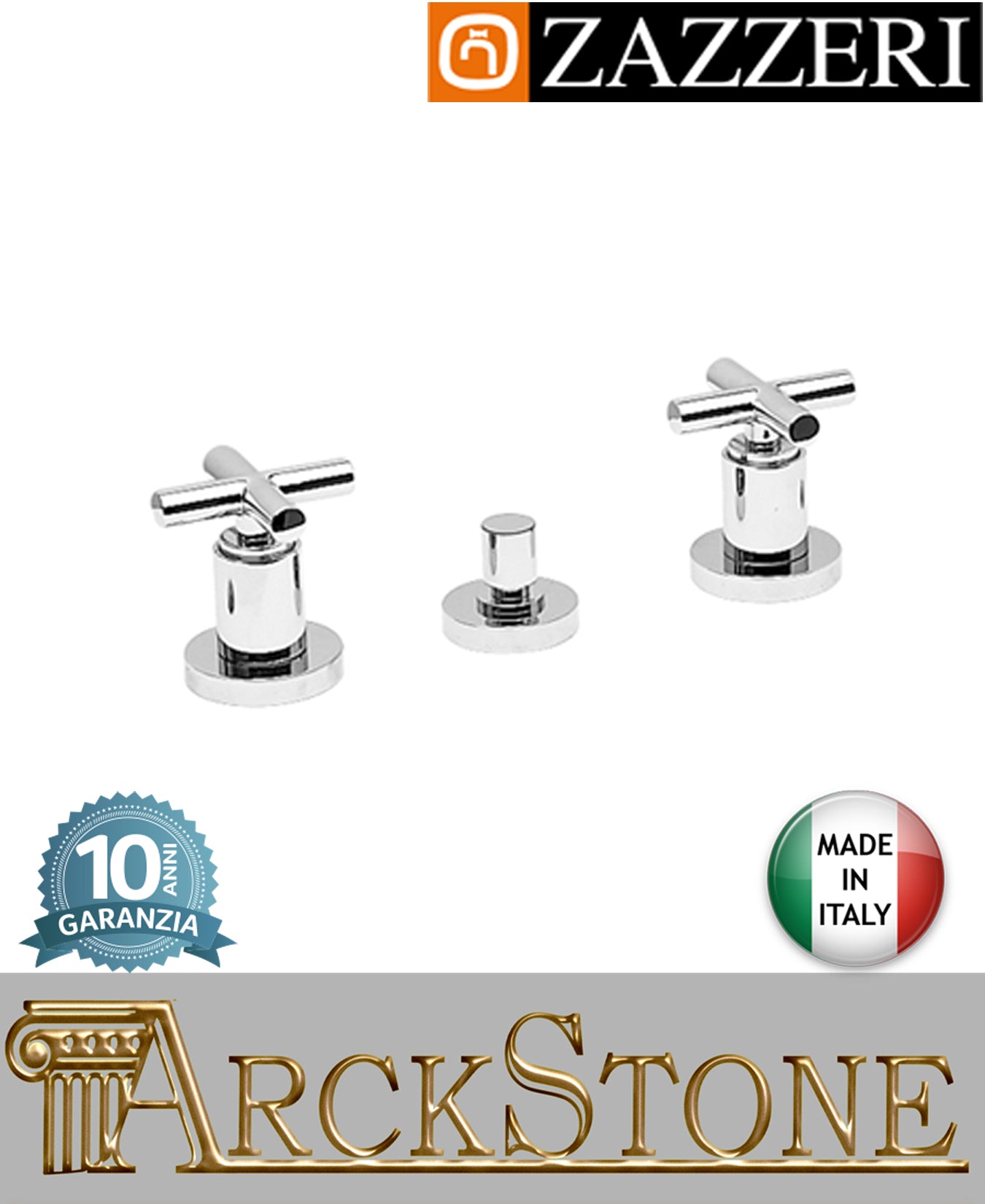 Batteria bidet marca Zazzeri modello Da-Da 2 finitura ottone cromato appoggio 3 tre fori acqua vitone ceramico 180° rubinetteria rubinetto arredamento casa home arredo bagno garanzia 10 anni qualità made in italy