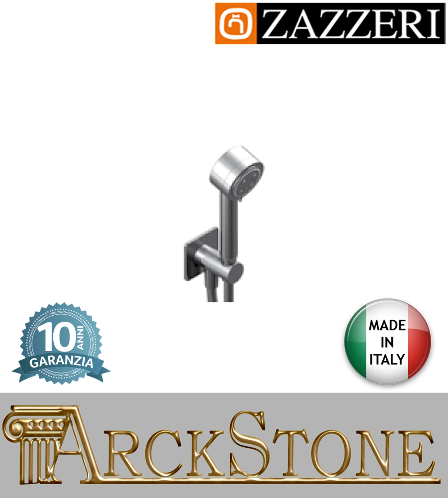Duplex set doccia marca Zazzeri modello Shower Unix completo presa acqua cromata doccetta mano due funzioni flessibile PVC anticalcare rubinetteria parete supporto muro bagno cromo garanzia 10 anni azienda made in italy