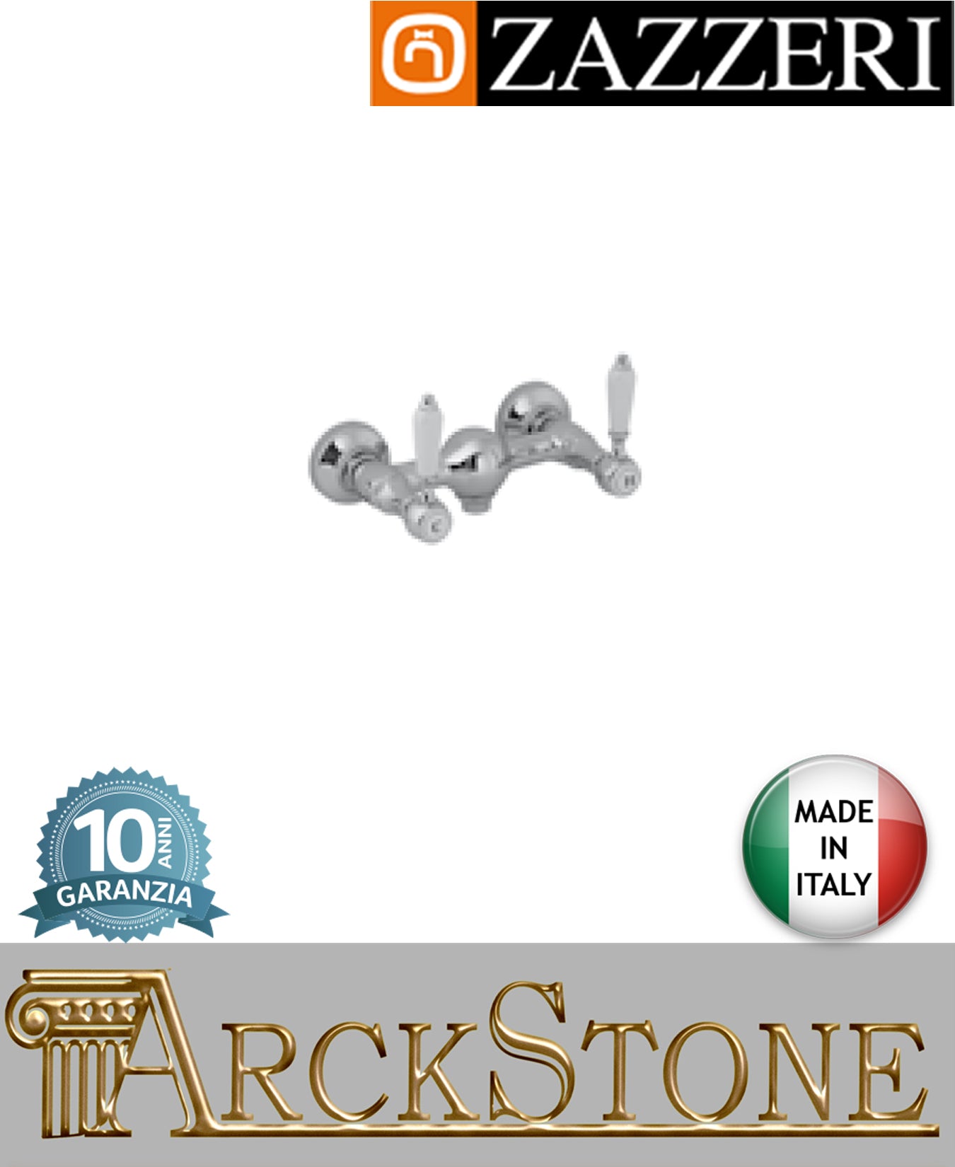 Miscelatore gruppo doccia marca Zazzeri modello Kent 3 finitura ottone cromato parete esterno vitone ceramico 90° senza doccetta flessibile muro arredamento casa arredo bagno garanzia 10 anni qualità made in italy