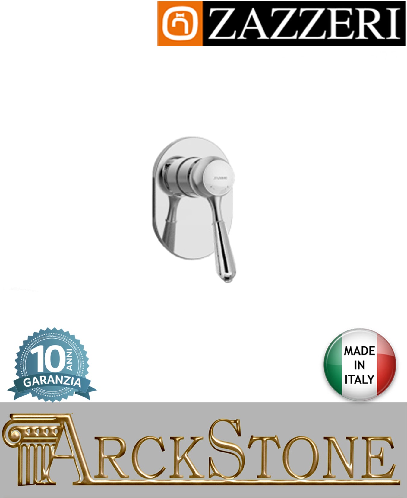 Miscelatore doccia marca Zazzeri modello 900 finitura ottone cromato incasso parete muro Leva in Metallo arredamento casa completo rubinetteria home mix acqua arredo bagno azienda certificata garanzia 10 anni qualità made in italy