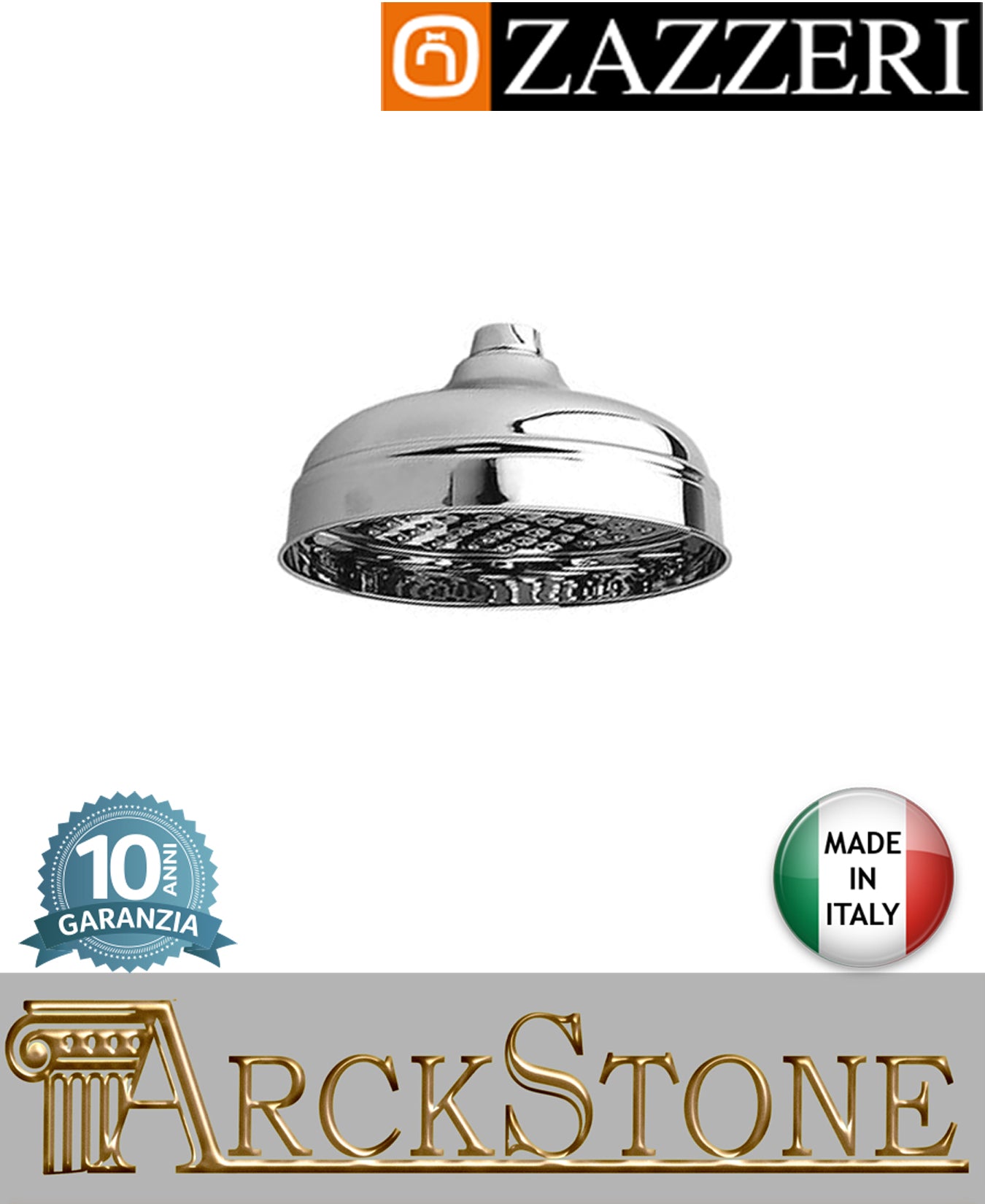 Soffione doccia Ø150 mm marca Zazzeri modello 900 finitura cromata parete soffitto rubinetteria arredamento casa home arredo bagno design classico acqua azienda certificata garanzia 10 anni qualità made in italy
