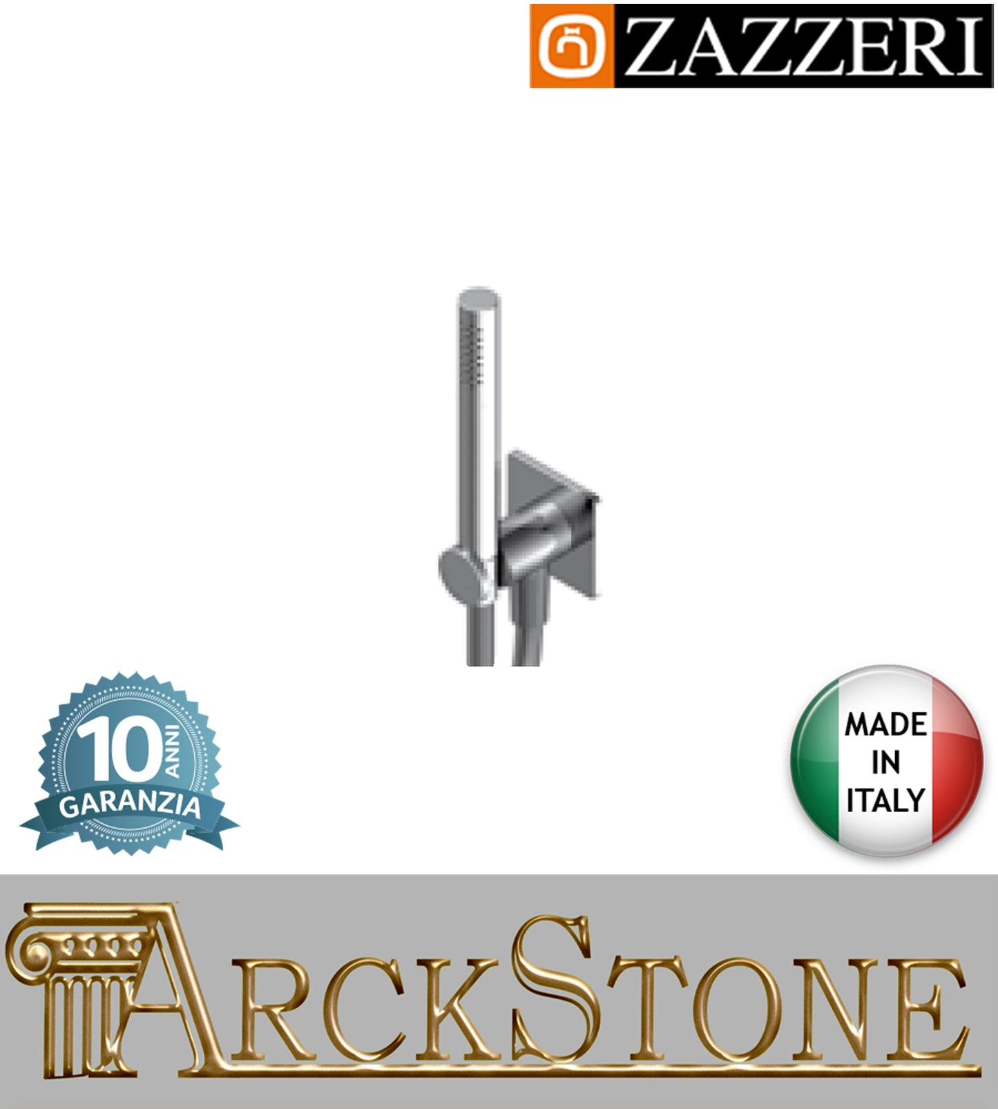 Duplex set doccia marca Zazzeri modello Shower Unix 31000414A00 CRCR completo presa acqua cromata doccetta stilo mano flessibile PVC anticalcare parete supporto arredamento bagno muro casa cromo garanzia 10 anni azienda made in italy