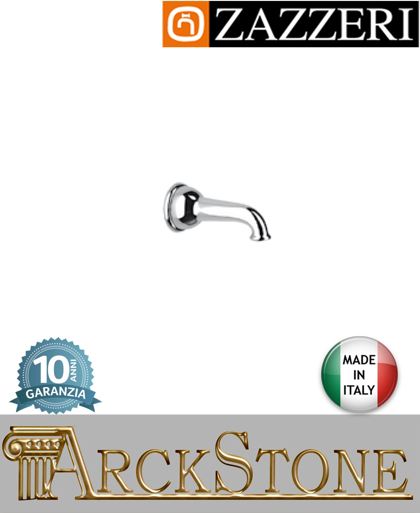 Getto lavabo vasca marca Zazzeri modello 803 finitura ottone cromato parete muro rubinetteria rubinetto fontana bocca erogazione acqua Lunghezza 137 mm azienda certificata arredo bagno autorizzato garanzia 10 anni qualità made in italy