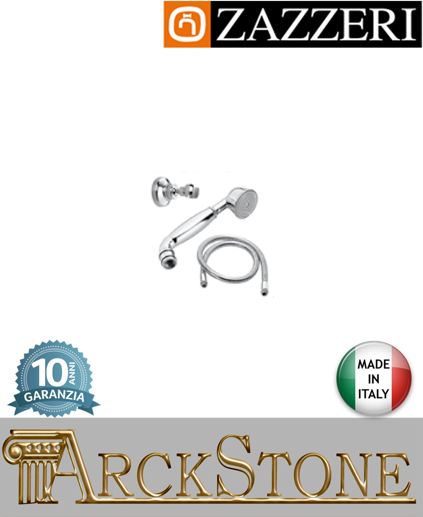 Set doccia marca Zazzeri modello 800 30000412A00 CRCR finitura cromata parete attacco doccetta muro flessibile arredamento casa home arredo bagno acqua azienda certificata design classico garanzia 10 anni qualità made in italy