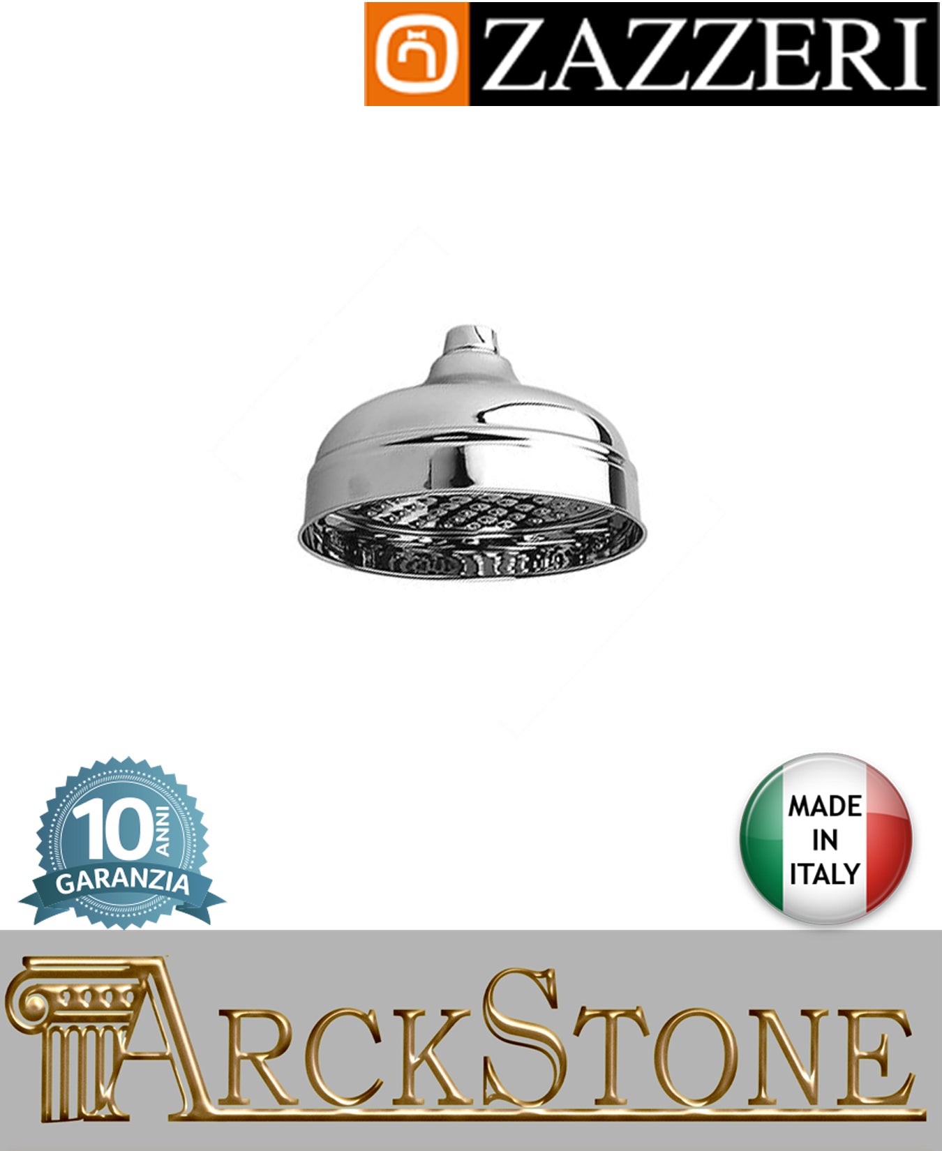 Soffione doccia Ø120 mm marca Zazzeri modello 800 finitura cromata parete soffitto rubinetteria arredamento casa home arredo bagno design classico acqua azienda certificata garanzia 10 anni qualità made in italy