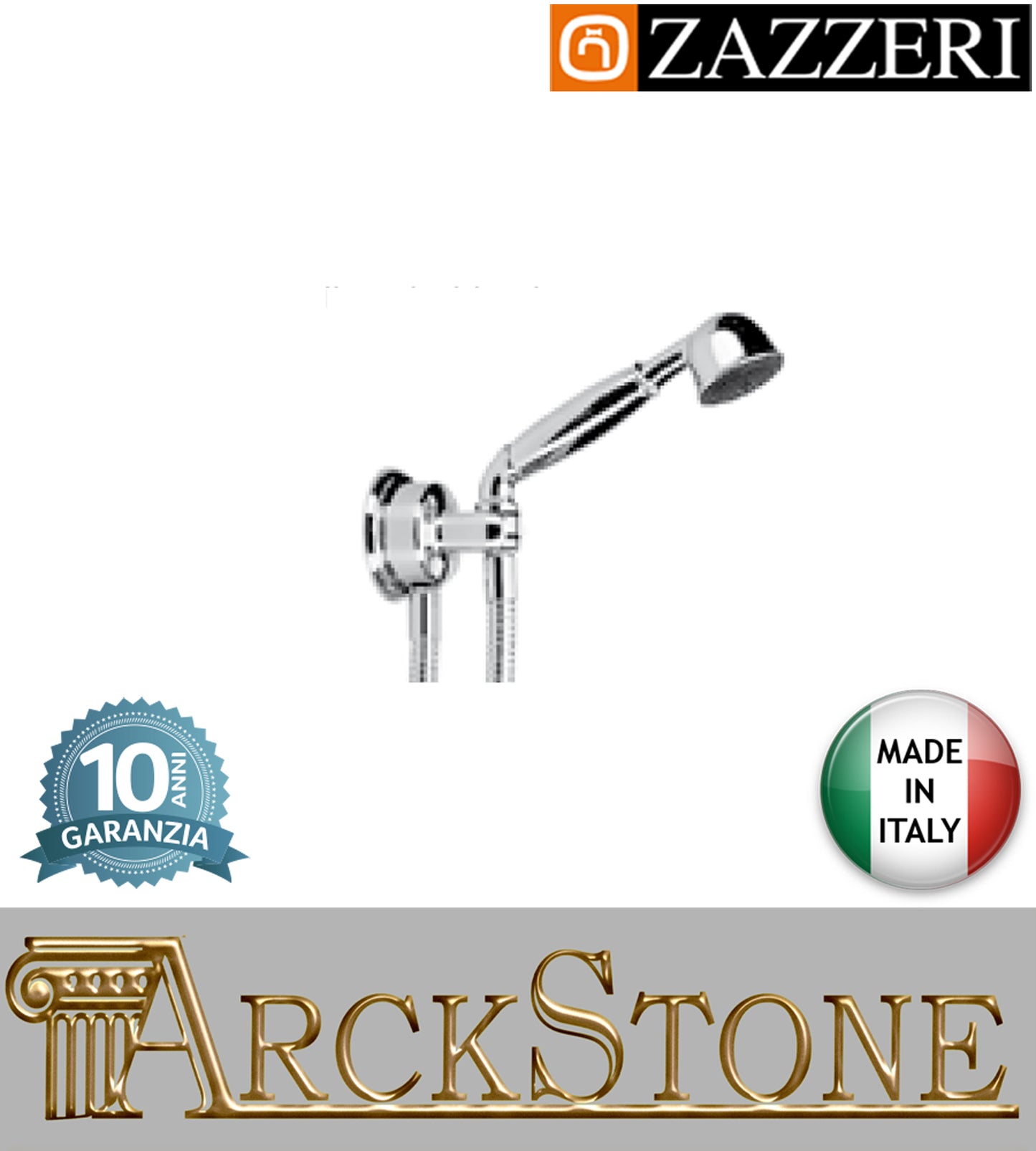 Duplex set doccia marca Zazzeri modello Shower Unix 30000413A00 CRCR completo presa acqua cromata doccetta mano flessibile PVC anticalcare parete supporto arredamento bagno muro casa cromo garanzia 10 anni azienda made in italy