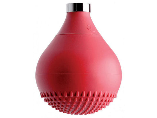 IB Rubinetti DROP Soffione Doccia Forma A Goccia In Silicone Rosso Installazione A Soffitto O Parete Misura 118x172 mm Uscita Acqua Pioggia Stile Moderno Attacco In Ottone Finitura Cromata