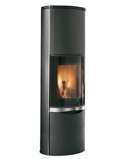 Stufa Legna Aria Calda Naturale Palazzetti Erica con Accumulo Potenza 9,8 kW Rivestimento Acciaio Colore Nero