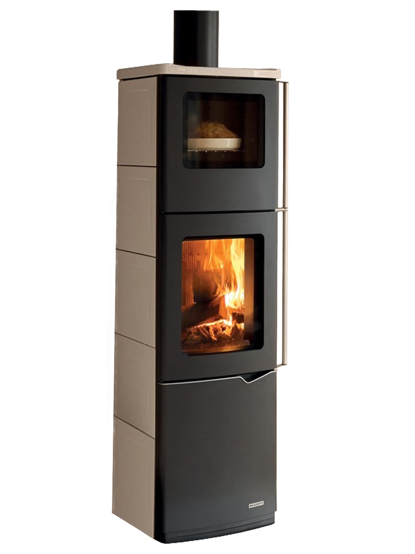 Stufa Legna Aria Calda Naturale Palazzetti Eva S Forno Potenza 9 kW Rivestimento Ceramica Colore Bianco