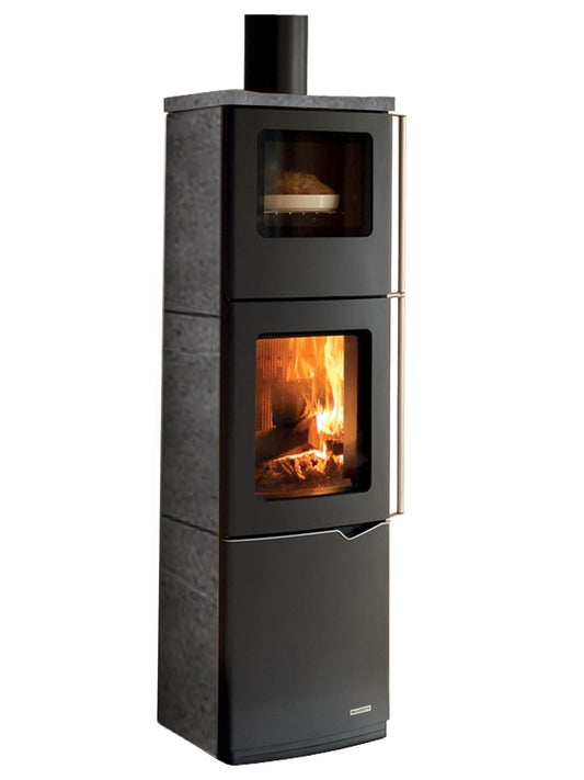 Stufa Legna Aria Calda Naturale Palazzetti Eva S Forno Potenza 9 kW Rivestimento Pietra Colore Ollare
