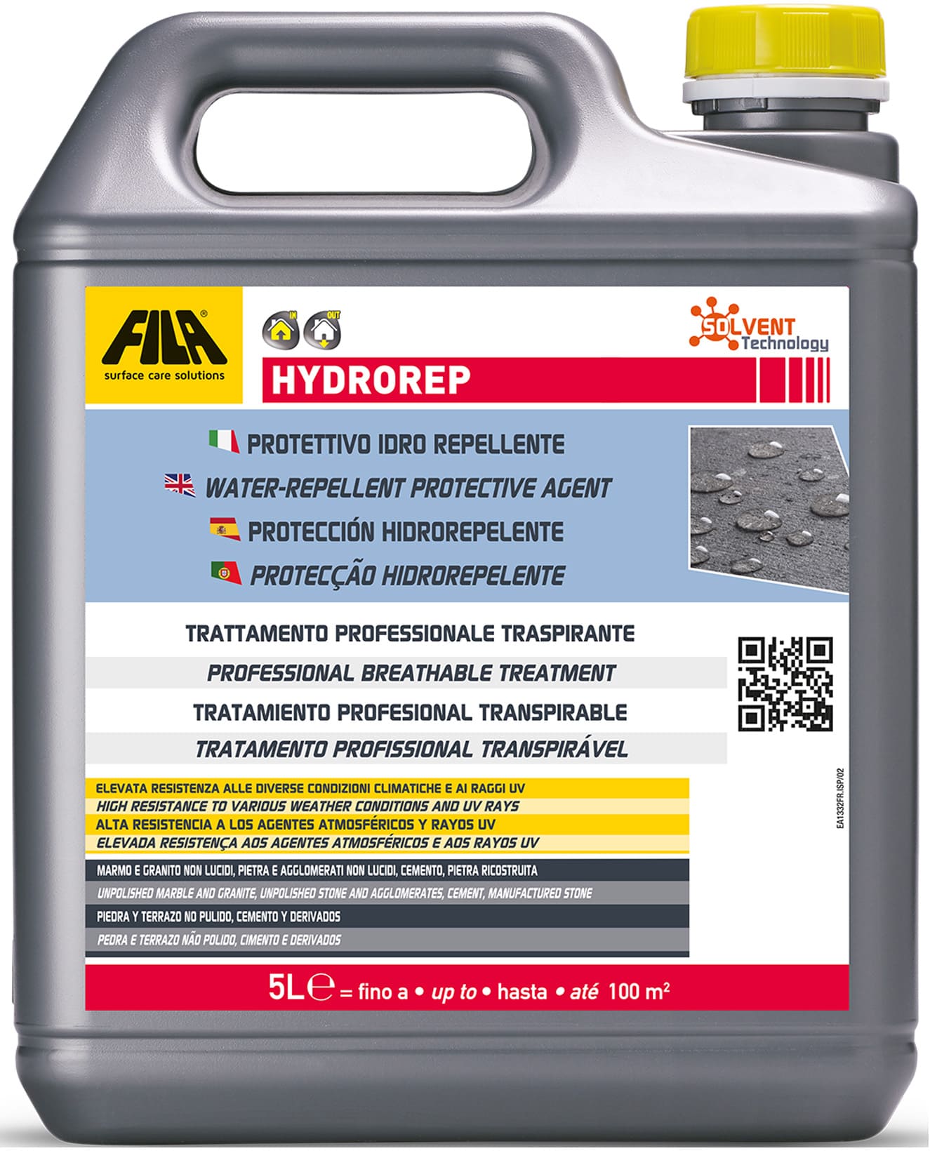 Fila Hydrorep Protettivo Idrorepellente Base Solvente 5 Litri Protegge Acqua Umidità Pavimenti Esterni Rende Idrorepellenti Pareti Rivestimenti Protegge Fughe Ideale Muri Cemento Pietra Agglomerati Non Lucidi Pietra Ricostruita