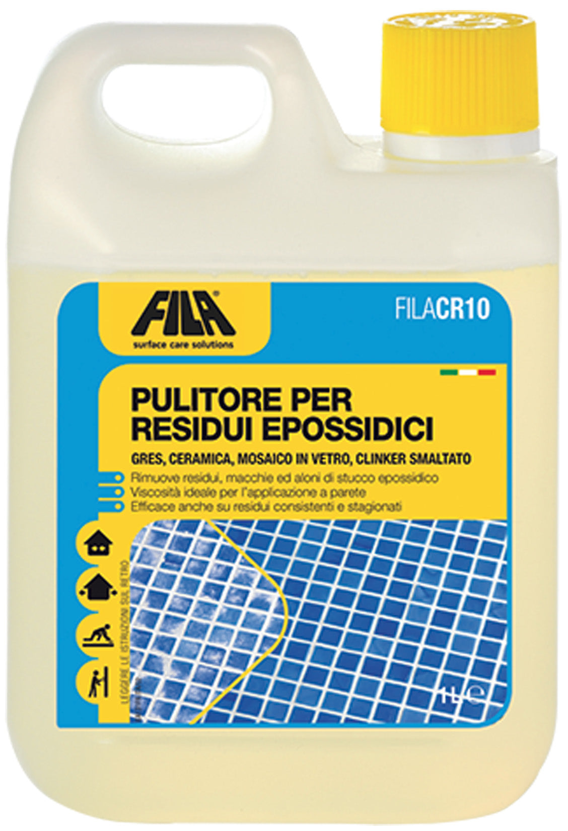 Fila Filacr10 1 Litro Lt Detergente Pulitore Liquido Rimuove Toglie Residuo Macchie Aloni Stucco Epossidico Materiali non Assorbenti Gres Porcellanato Ceramiche Smaltate Mosaici Vetro Klinker Smaltato
