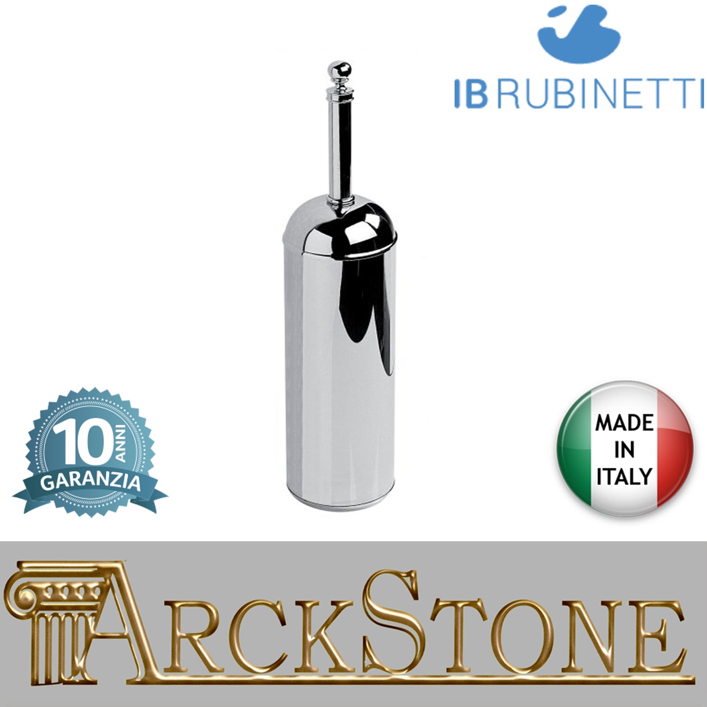 Porta scopino a parete Ø82Xh365 mm marca IB rubinetti modello Hermes finitura ottone cromato rivenditore autorizzato parete accessori bagno arredamento campania garanzia 10 anni azienda certificata made in italy