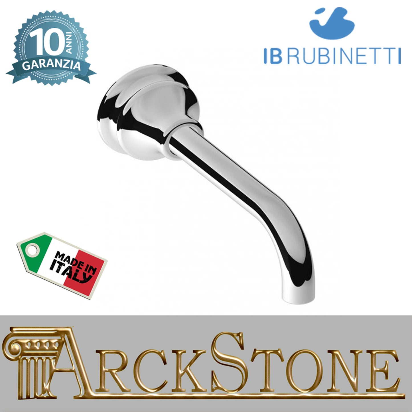 Bocca d'erogazione a parete marca IB rubinetti modello Hermes rubinetteria rubinetto ottone cromato bagno casa muro fontana finitura cromo rivenditore autorizzato campania arredamento arredo qualità made in italy azienda certificata garanzia 10 anni