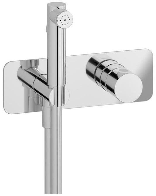 IB Rubinetti ONLYONE Set Di Parti Esterne e Corpo ad Incasso A Muro Con Piastra Per Idroscopino Igienico Con Miscelatore Per WC Materiale Ottone Finitura Cromata