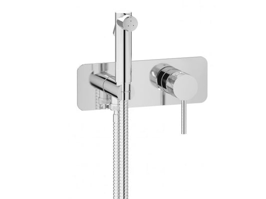 IB Rubinetti Industria Set Di Parti Esterne e Corpo ad Incasso A Muro Con Piastra Per Idroscopino Igienico Con Miscelatore Per WC Materiale Ottone Finitura Cromata