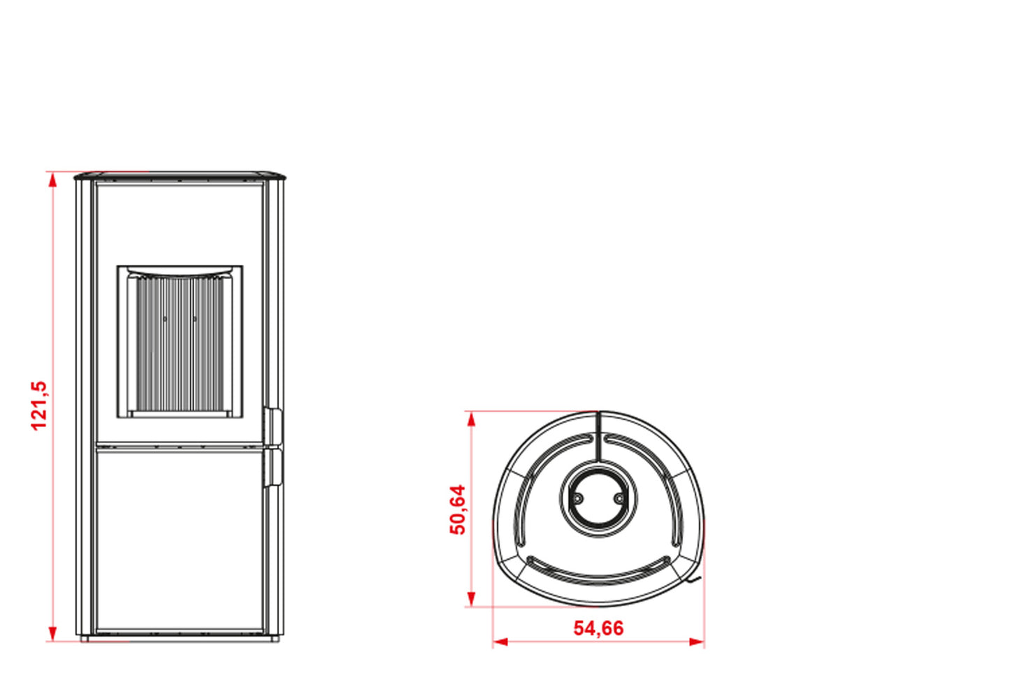 Stufa Legna Aria Calda Naturale Palazzetti Sofia Potenza 9 kW Rivestimento Acciaio Top Ceramica Colore Grigio Antracite