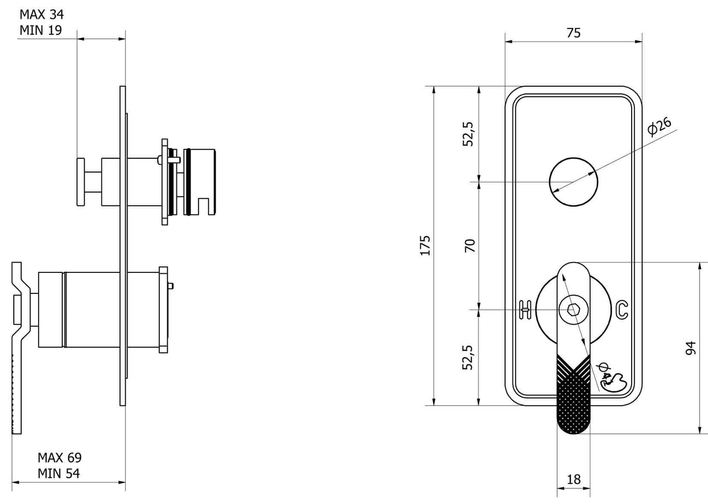 Miscelatore doccia marca IB Rubinetti modello Bold Lever Flat finitura ottone cromato incasso parete due vie deviatore muro rubinetteria arredo bagno cromo azienda mix acqua rivenditore autorizzato campania napoli garanzia 10 anni qualità made in italy