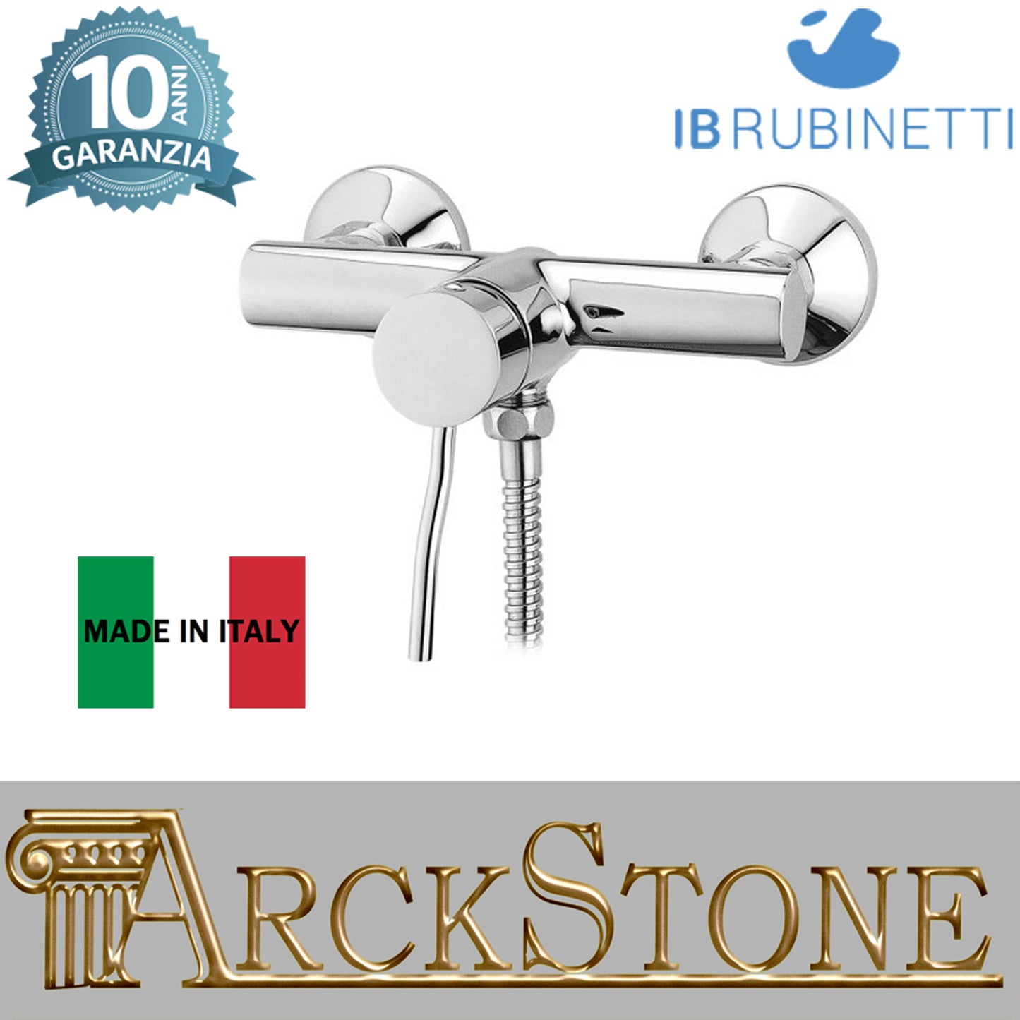 Miscelatore doccia a parete esterno completo di kit doccia marca IB rubinetti modello Kusasi rubinetteria rubinetto ottone cromato bagno fontana finitura cromo rivenditore autorizzato campania arredamento garanzia 10 anni azienda certificata made in italy