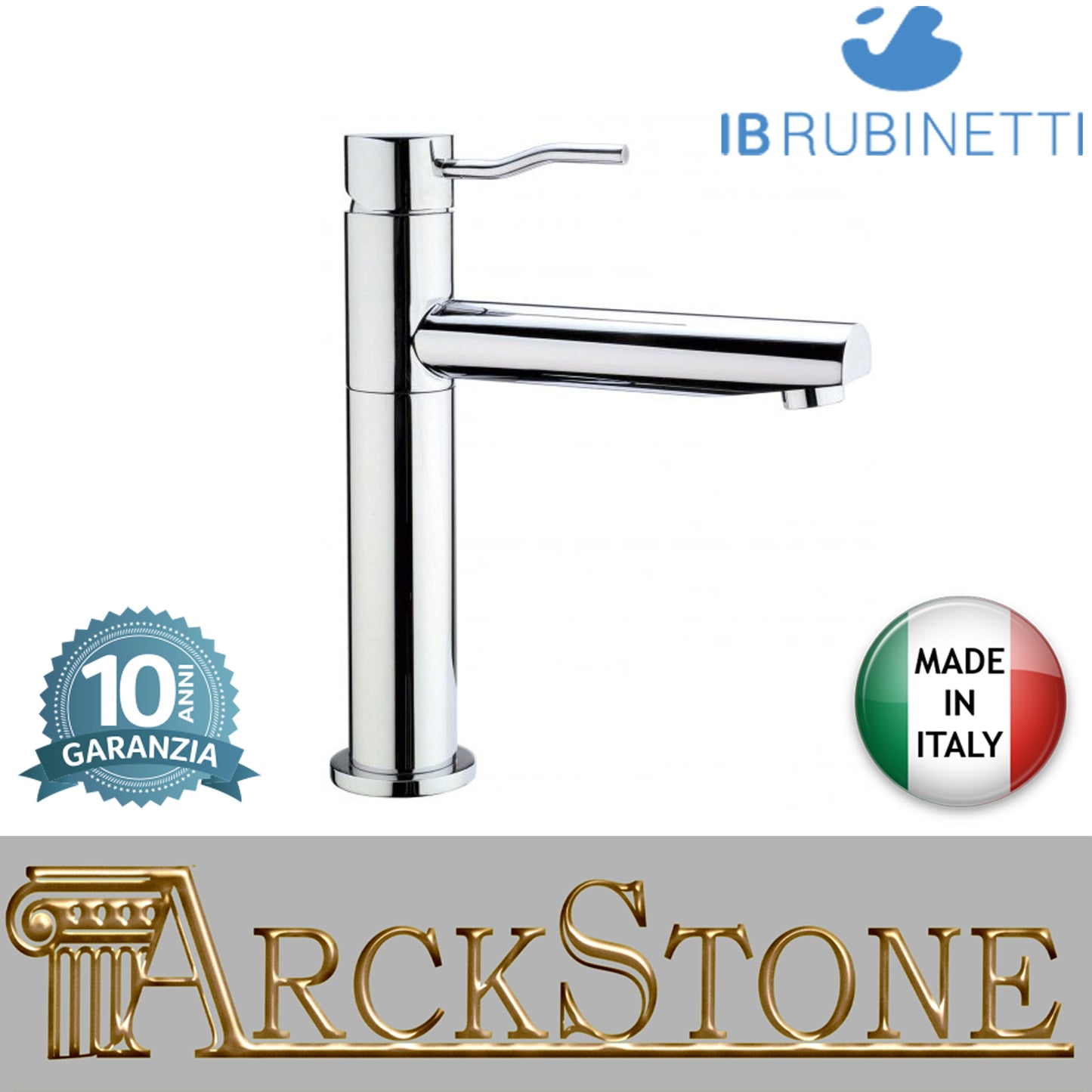 Miscelatore lavello monoforo marca IB rubinetti modello Serie Kitchen finitura ottone cromato rubinetteria cucina appoggio rivenditore autorizzato fontana lavatoio arredamento campania rubinetto garanzia 10 anni azienda certificata
