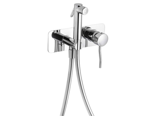 IB Rubinetti KUSASI Set Di Parti Interne ed Esterne Incasso A Muro Con Piastra Per Idroscopino Igienico Con Miscelatore Per WC Materiale Ottone Finitura Cromata