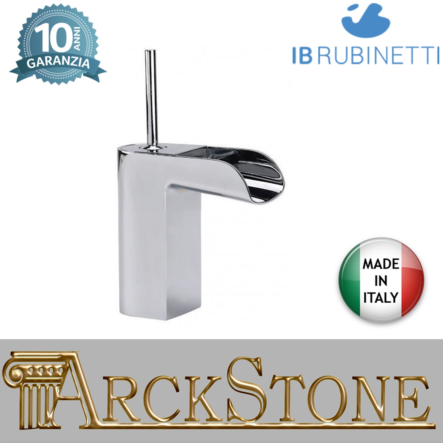 Miscelatore lavabo medio completo di piletta di scarico click-clack marca IB rubinetti modello LoveMe rubinetteria rubinetto ottone cromato bagno cascata fontana finitura cromo rivenditore autorizzato campania arredamento garanzia 10 anni qualità