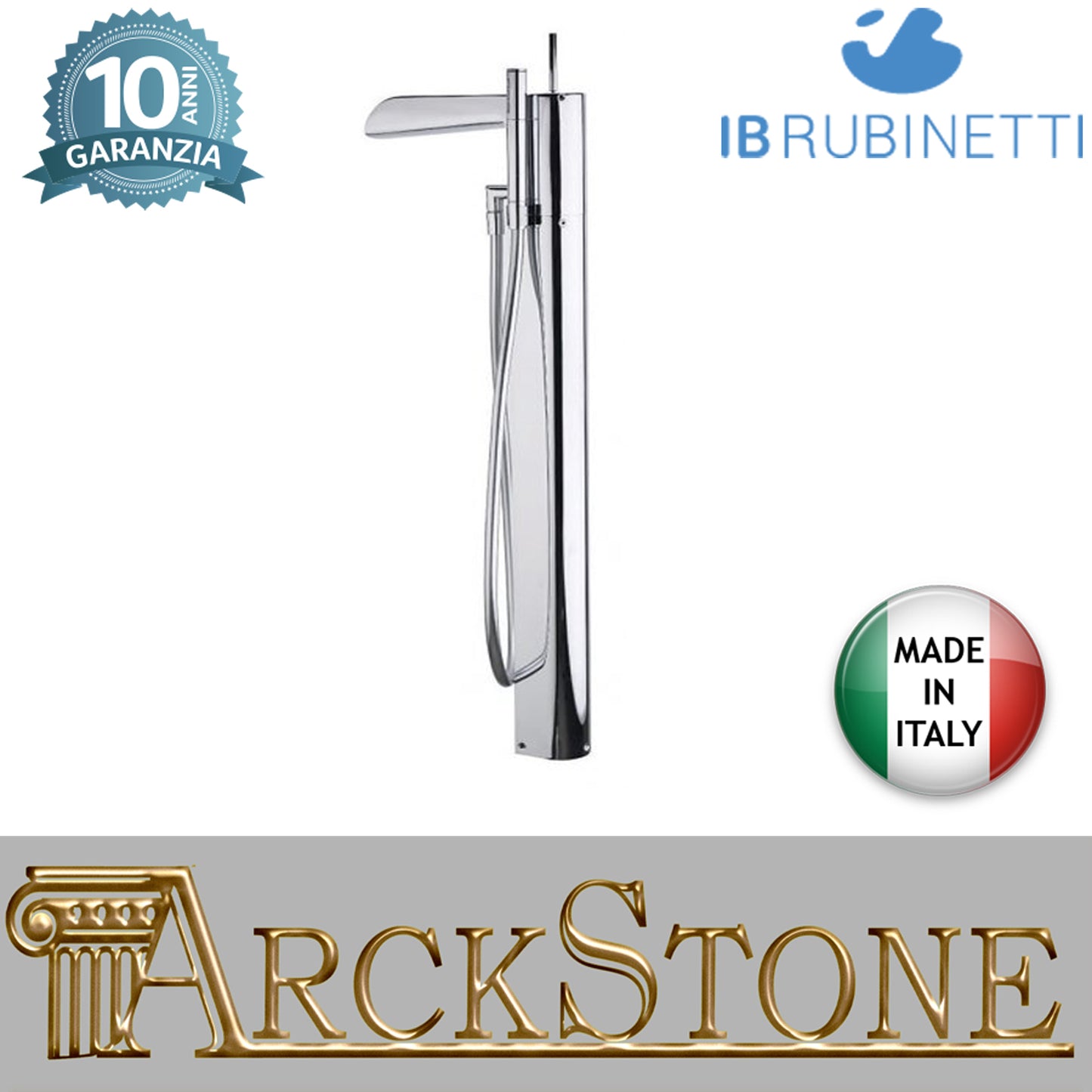 Miscelatore bordo vasca da terra completo di kit doccia marca IB rubinetti modello LoveMe rubinetteria rubinetto ottone cromato bagno fontana finitura cromo rivenditore autorizzato campania arredamento qualità made in italy azienda certificata