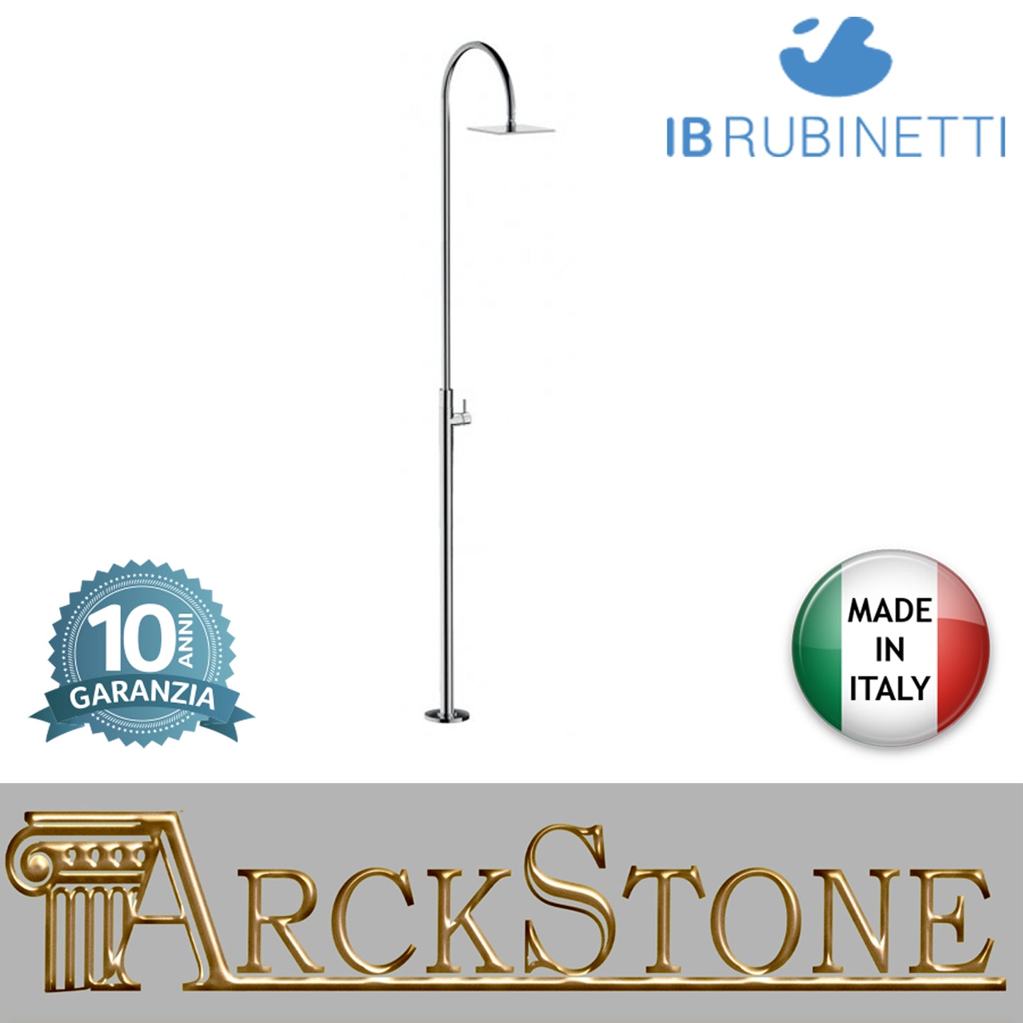 Colonna doccia monocomando meccanico da terra quadrato marca IB rubinetti modello Shower Columns cromato finitura cromo doccione muro rivenditore autorizzato campania arredamento garanzia 10 anni azienda certificata soffitto qualità made in italy arredo b