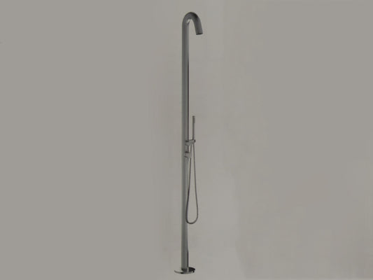 IB Rubinetti SHOWER COLUMNS Gruppo Colonna Doccia Attrezzata Multifunzione A Pavimento Da Terra Miscelatore Meccanico Materiale Acciaio Finitura Nickel Spazzolato Senza Idromassaggio Con Doccetta E Flessibile