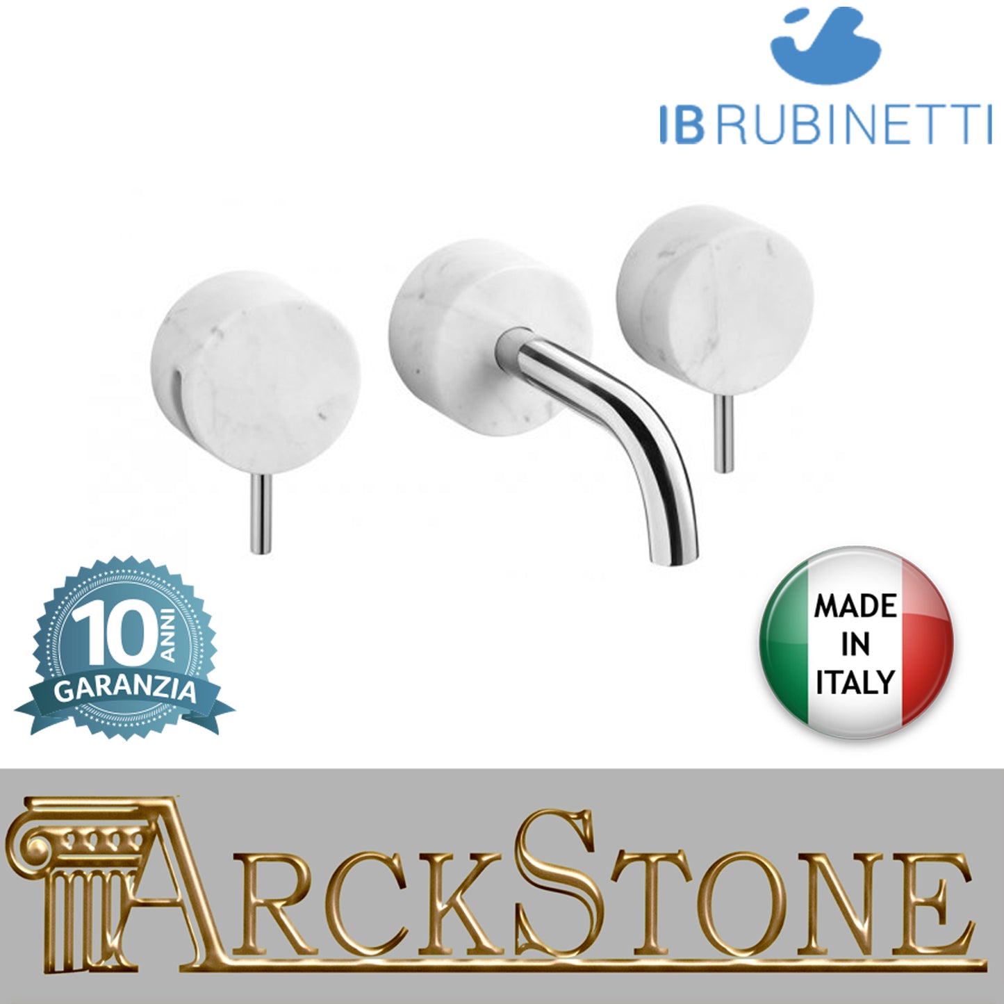 Miscelatore lavabo ad incasso con marmo bianco Carrara marca IB rubinetti modello Marmo rubinetteria rubinetto ottone cromato bagno fontana finitura cromo rivenditore autorizzato campania arredamento qualità made in italy azienda certificata garanzia