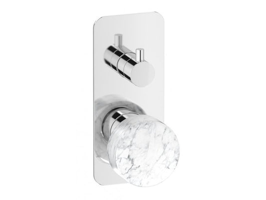 Miscelatore doccia incasso a tre vie con marmo bianco Carrara marca IB rubinetti modello Marmo rubinetteria rubinetto ottone cromato bagno fontana finitura cromo rivenditore autorizzato campania arredamento qualità made in italy garanzia 10 anni azienda