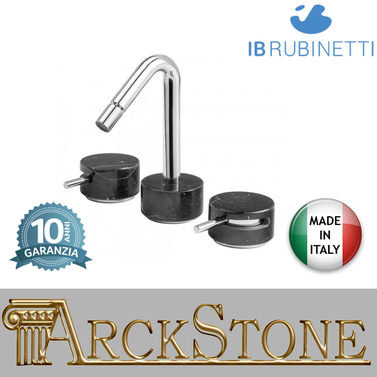 Miscelatore bidet bocca d'erogazione esterna tre fori marmo nero Marquina marca IB rubinetti modello Marmo rubinetteria rubinetto ottone cromato bagno fontana finitura cromo rivenditore autorizzato campania arredamento garanzia 10 anni made in italy