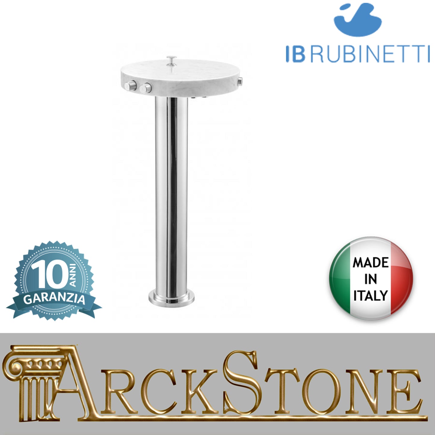 Ripiano per riempimento vasca da terra completo di kit doccia marmo bianco Carrara marca IB rubinetti modello Marmo rubinetteria rubinetto ottone cromato bagno fontana finitura cromo rivenditore autorizzato campania arredamento qualità made in italy azien