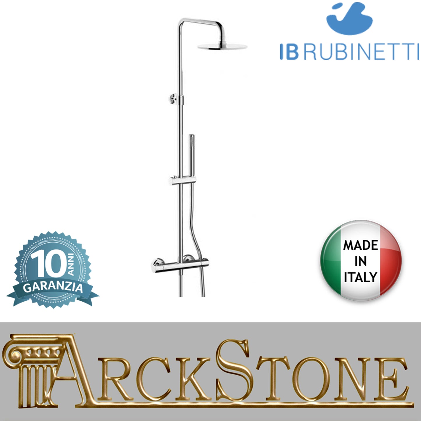 Colonna doccia completa di miscelatore di kit doccia marca IB rubinetti modello MilanoTorino rubinetteria rubinetto Termostatica ottone cromato bagno fontana finitura cromo rivenditore autorizzato campania arredamento qualità made in italy azienda certifi