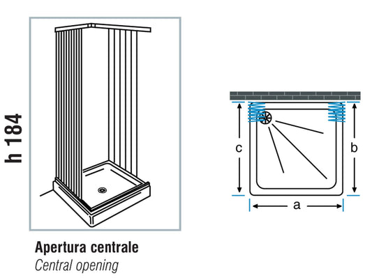 Negrari Hobby Box Cabina Doccia Riducibile 80x80 L80 P80 H184cm Angolare Angolo Simmetrico Semicircolare Curvo Tondo Bianco Profili PVC Anta Scorrevole Reversibile Soffietto Tagliabile Accorciabile Arredo Bagno Economica Pannelli Infrangibili Viti Acciaio