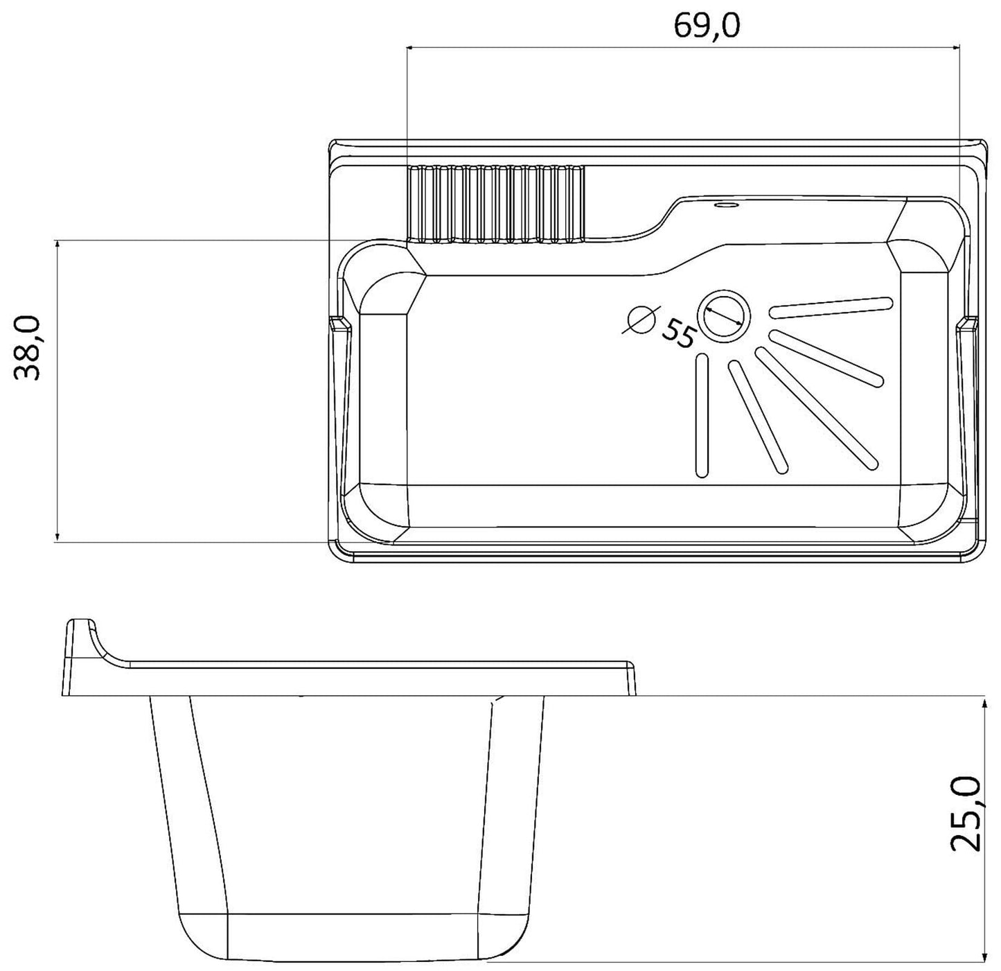 Negrari Eco Bianco Lavatoio 80x50 L80 P50 H85 CM Arredo Lavapanni Interno Bagno Lavanderia Base Mobile Nobilitato Idrofugo Legno Vasca Grande Intera Lavabo Lavandino Resina Plastica Asse PP Sifone Piedini Ante Sportelli Battenti Qualità Medio Alta