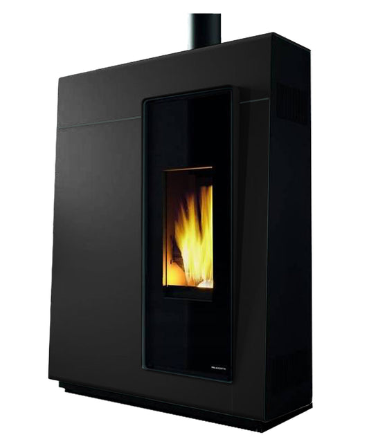 Stufa Pellet Aria Calda Ventilata Canalizzata Ermetica Slim Palazzetti Michelle 8 US Potenza 8 KW Nero Ridotta Salvaspazio