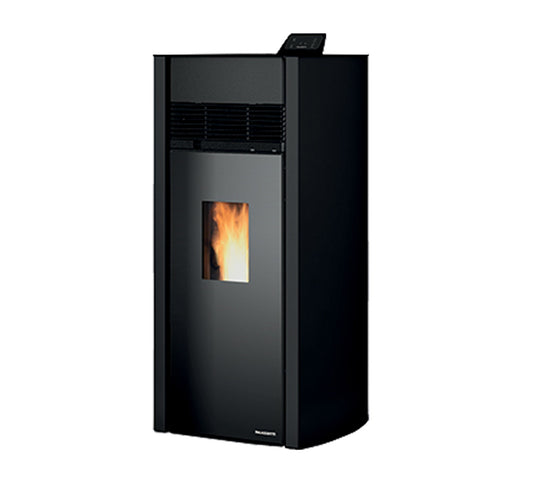 Stufa Pellet Aria Calda Ventilata Canalizzata Due Ventilatori Ecofire Palazzetti Bianca Lux 9 PRO 2 Potenza 9 kW Nero