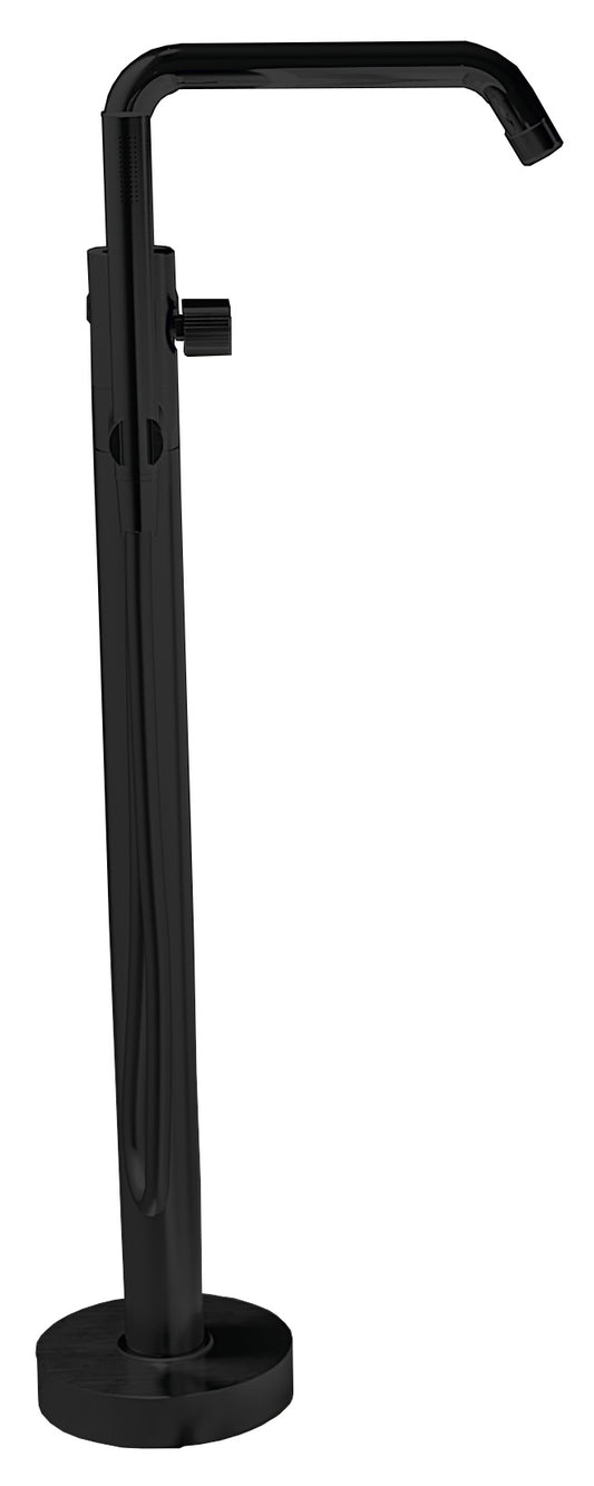 Novellini Fly 3 Miscelatore Piantana Per Vasca Da Terra a Pavimento Meccanico Monoforo Con Piastra Materiale Ottone Finitura Nero Opaco 1 Leva Con Deviatore Stile Moderno Doccetta Flessibile Parte Incasso Esterna Incluse