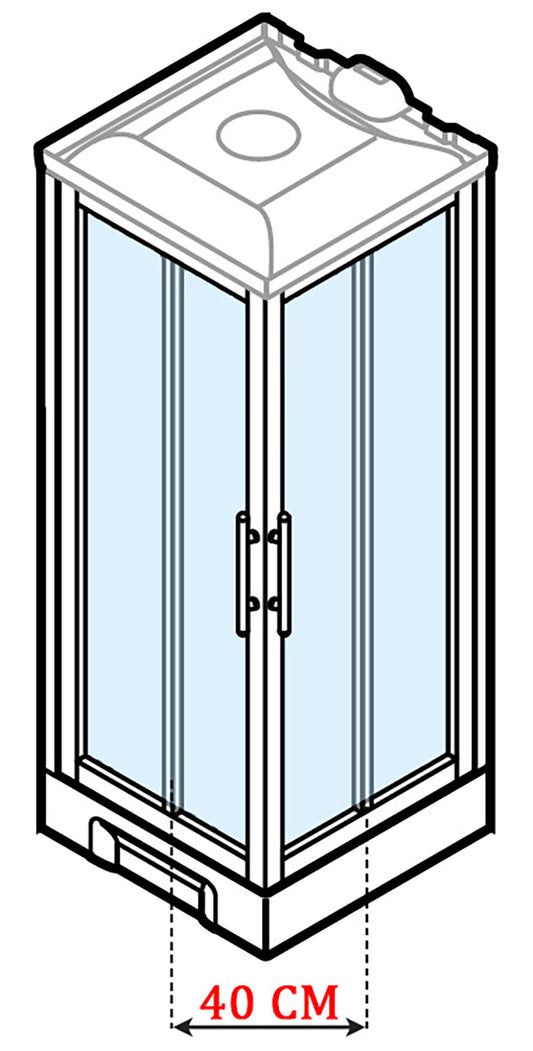 Novellini New Holiday A80 Hammam 80x80 cm Cabina Doccia Multifunzione Apertura 2 Ante Scorrevoli Miscelatore Meccanico Vetro Aqua Profilo Bianco Pannelli Reversibili Idromassaggio Sauna Tettuccio Soffione Radio Telecomando Asta Doccetta Altezza 225,5 cm