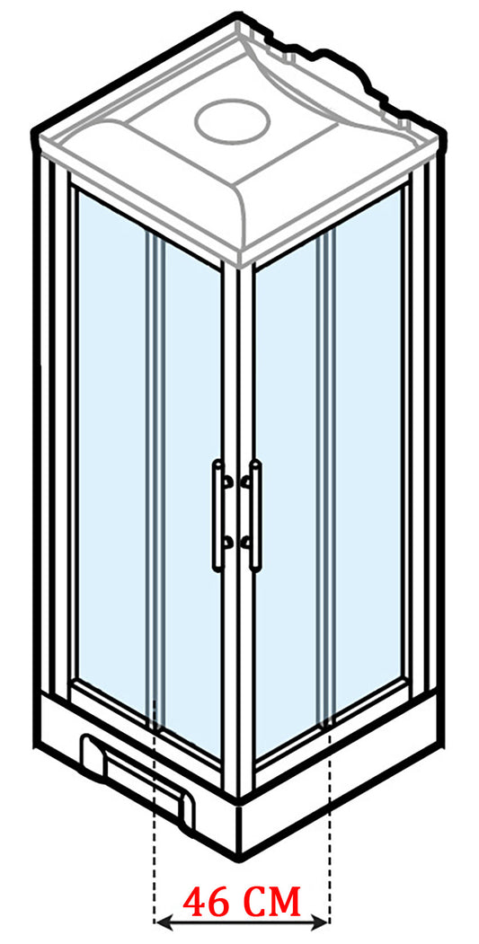 Novellini New Holiday A90 Standard Con Tettuccio 90x90 cm Cabina Doccia Multifunzione Apertura 2 Ante Scorrevoli e 2 Fisse Angolo Destro Sinistro Miscelatore Meccanico Vetro Trasparente Profilo Bianco Piatto Ripiani Asta Doccetta Seduta Altezza 217,5 cm