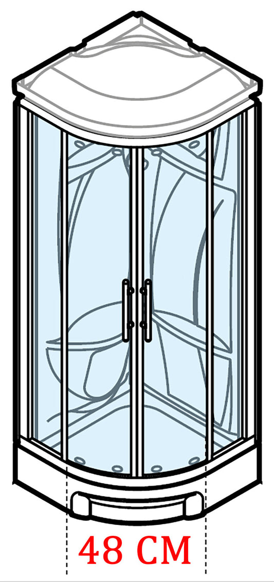 Novellini New Holiday R90 Standard Con Tettuccio 90x90 cm Cabina Doccia Multifunzione Semicircolare Apertura 2 Ante Scorrevoli 2 Fisse Angolo Destro Sinistro Miscelatore Termostatico Vetro Trasparente Profilo Bianco Piatto Ripiani Asta Seduta Alto 217 cm