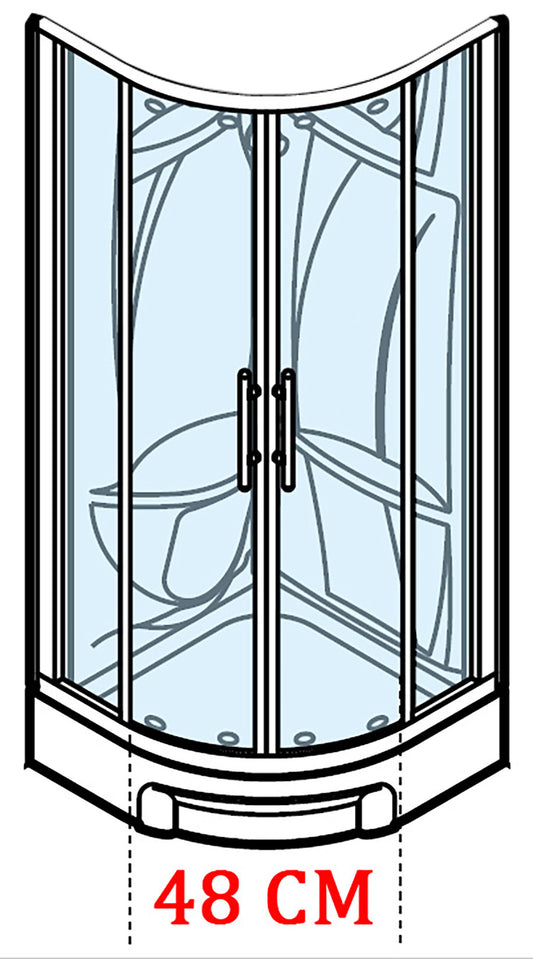 Novellini New Holiday R90 Standard 90x90 cm Cabina Doccia Multifunzione Semicircolare Apertura 2 Ante Scorrevoli e 2 Fisse Installazione Angolare Destra Sinistra Miscelatore Termostatico Vetro Trasparente Profilo Silver Piatto Ripiani Seduta Altezza 206cm