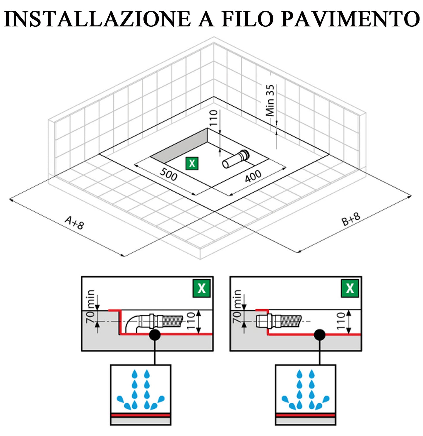 Novellini Novosolid Piatto Doccia Quadrato Dimensione 80x80 Altezza 3,5 cm Colore Grigio Ultrapiatto Installazione Appoggio Filo Pavimento Sagomabile Tagliabile Riparabile Resistente Superficie Texture Effetto Pietra Materiale Resina Compreso Copripiletta