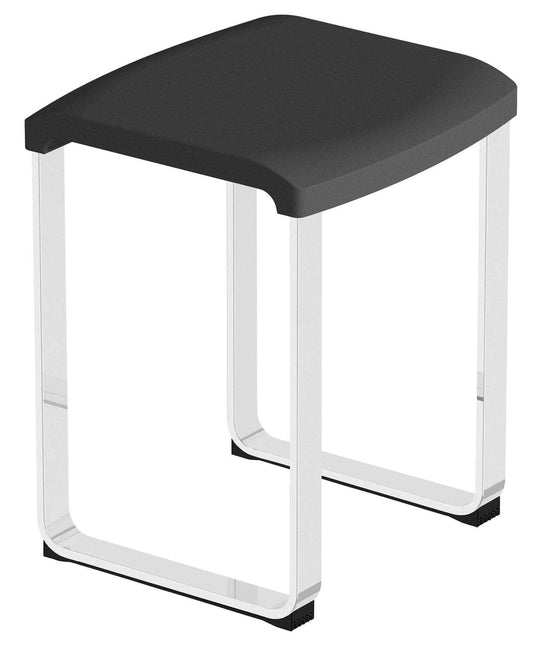 Novellini Sgabello Nero RAL 7021 Telaio Alluminio Anodizzato Portata Massima 100 kg Gambe Solide Metallo Silver Piedini Antiscivolo Seduta Ergonomica Confortevole Superficie Elegante Misura 37x37 Altezza 48 cm