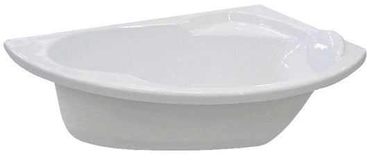 Novellini Vogue Vasca da Bagno Versione Standard da Incasso Misura 165x85 H55 cm Guscio Tradizionale da Rivestire Installazione ad Angolo a Destra Forma Esterna Tonda Curva Semicircolare Asimmetrica Interna Ovale Materiale Acrilico Finitura Bianco Lucido