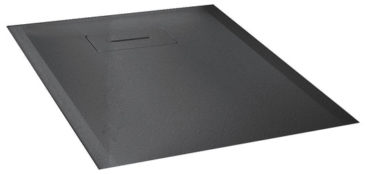 Novellini Novosolid Piatto Doccia Quadrato Dimensione 80x80 Altezza 3,5 cm Colore Grigio Ultrapiatto Installazione Appoggio Filo Pavimento Sagomabile Tagliabile Riparabile Resistente Superficie Texture Effetto Pietra Materiale Resina Compreso Copripiletta