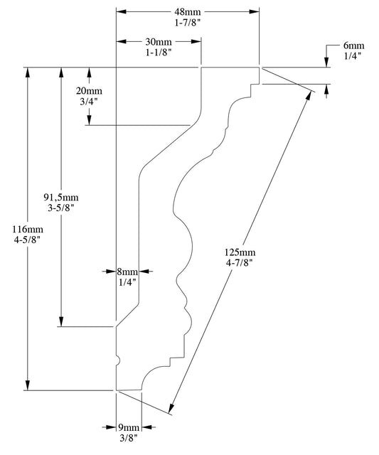 Orac Decor C201 Cornice Soffitto Parete Purotouch® Poliuretano Ad Alta Densità Bianco Resistente Agli Urti Calore Facile Da Installare Verniciabile Pretrattata Primer Acrilico Impermeabile Per Interno ed Esterno Ambienti Umidi Misura 200x11,6x4,8 cm