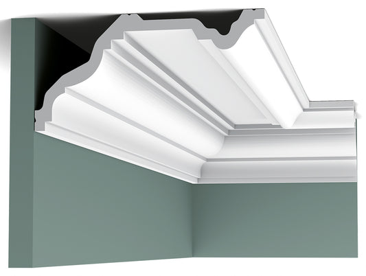 Orac Decor C332 Cornice Soffitto Parete Purotouch® Poliuretano Ad Alta Densità Bianco Resistente Agli Urti Calore Acqua Facile Da Installare Verniciabile Pretrattata Primer Acrilico Impermeabile Per Interno ed Esterno Ambienti Umidi Misura 200x23x11,4 cm