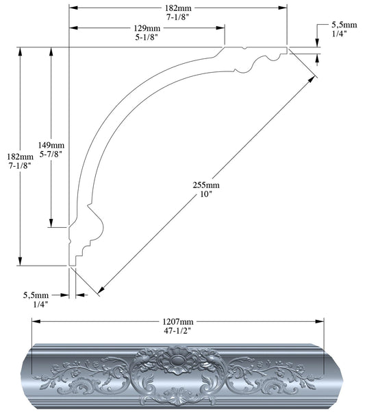 Orac Decor C338A Cornice Soffitto Parete Purotouch® Poliuretano Ad Alta Densità Bianco Resistente Agli Urti Calore Facile Da Installare Verniciabile Pretrattata Primer Acrilico Impermeabile Per Interno ed Esterno Ambienti Umidi Misura 200x18,2x18,2 cm